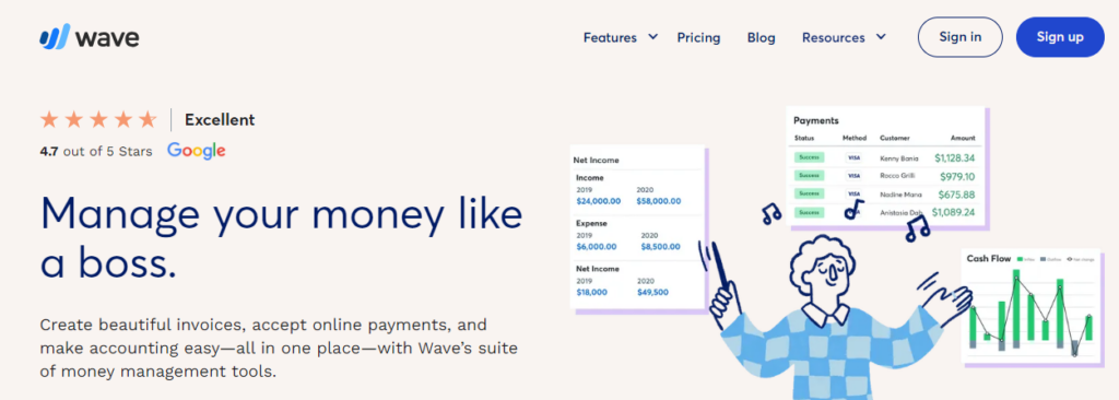 Wave as a small business tools for  Accounting Software for Managing Invoicing, Expenses, and Payroll