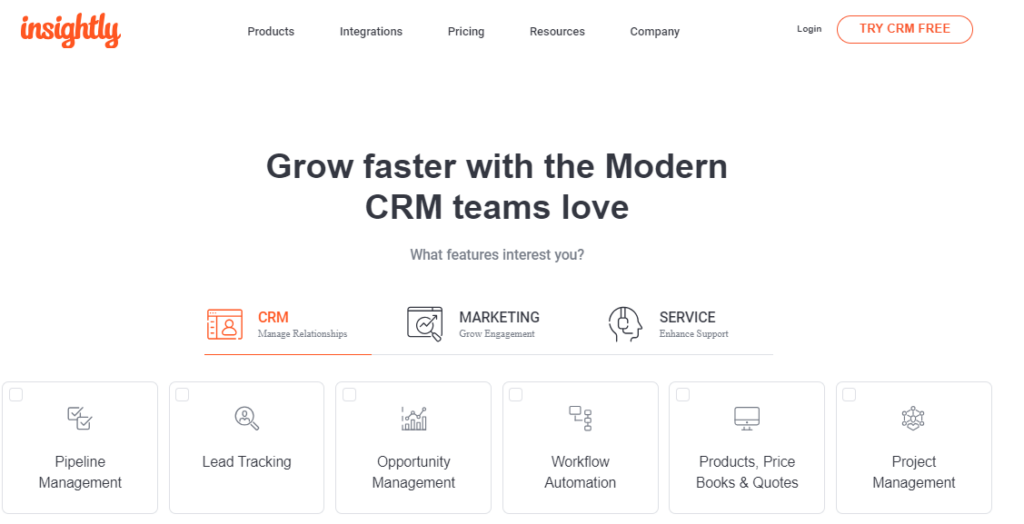 Insightly crm as free CRM tools for business owners 