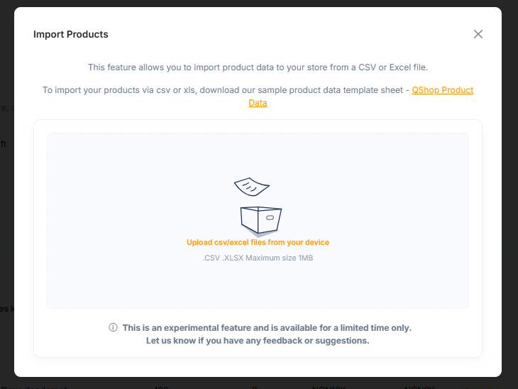 Product page of QShop platform