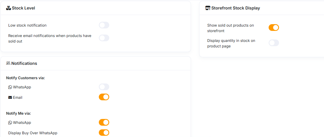 Inventory management page of QShop platform